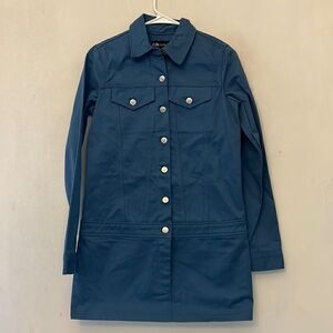 ZARA blue pull over button front collared jacket Size XS New